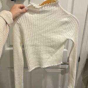 Princess Polly White Turtle Neck Crop Top